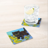 Van Gogh Style Cat mit Sonnenblumen Rechteckiger Pappuntersetzer (Vor Ort)