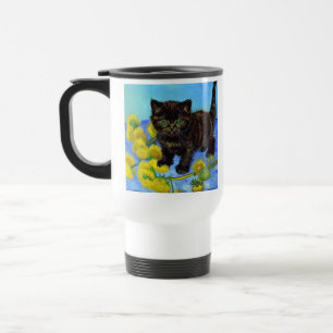 Van Gogh Style Cat mit Sonnenblumen Reisebecher
