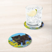 Van Gogh Style Cat mit Sonnenblumen Runder Pappuntersetzer (Vor Ort)