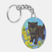 Van Gogh Style Cat mit Sonnenblumen Schlüsselanhänger (Vorderseite links)