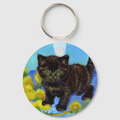 Van Gogh Style Cat mit Sonnenblumen Schlüsselanhänger (Rückseite)
