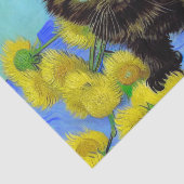 Van Gogh Style Cat mit Sonnenblumen Seidenpapier (Ausschnitt)