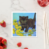 Van Gogh Style Cat mit Sonnenblumen Serviette (Beispiel)