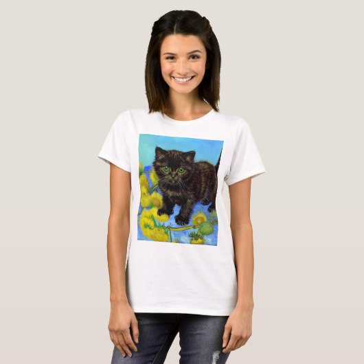 Van Gogh Style Cat mit Sonnenblumen T-Shirt