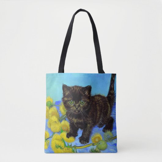 Van Gogh Style Cat mit Sonnenblumen Tasche (Vorderseite)