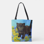 Van Gogh Style Cat mit Sonnenblumen Tasche (Rückseite)