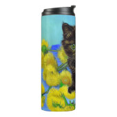 Van Gogh Style Cat mit Sonnenblumen Thermosbecher (Nach links gedreht)