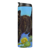 Van Gogh Style Cat mit Sonnenblumen Thermosbecher (Nach rechts gedreht)