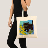 Van Gogh Style Cat mit Sonnenblumen Tragetasche (Vorderseite (Produkt))