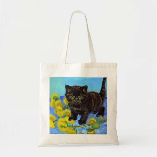 Van Gogh Style Cat mit Sonnenblumen Tragetasche (Vorne)