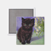 Van Gogh Style Cat mit weißen Blume Magnet (Vorderseite/Rückseite)