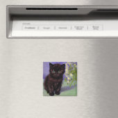 Van Gogh Style Cat mit weißen Blume Magnet (In Situ (Geschirrspüler))