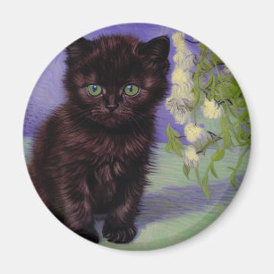 Van Gogh Style Cat mit weißen Blume Magnet