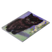 Van Gogh Style Cat mit weißen Blume Notizblock (Linke Seite)