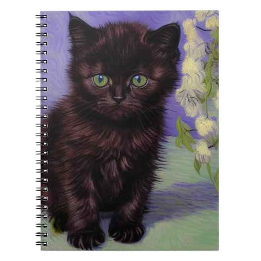 Van Gogh Style Cat mit weißen Blume Notizblock (Vorderseite)