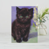 Van Gogh Style Cat mit weißen Blume Save The Date (Stehend Vorderseite)