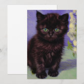 Van Gogh Style Cat mit weißen Blume Save The Date (Vorne/Hinten)