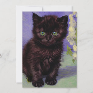 Van Gogh Style Cat mit weißen Blume Save The Date