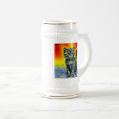 Van Gogh Style Cat Sunset Beach Bierglas (VorderseiteRechts)