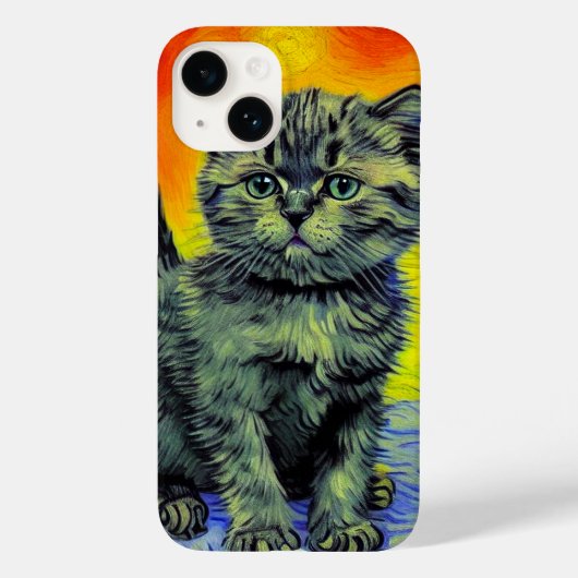 Van Gogh Style Cat Sunset Beach Case-Mate iPhone Hülle (Rückseite)
