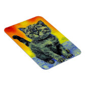Van Gogh Style Cat Sunset Beach Magnet (Rechte Seite)