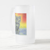 Van Gogh Style Cat Sunset Beach Mattglas Bierglas (Vorderseite Links)