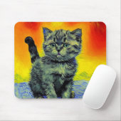 Van Gogh Style Cat Sunset Beach Mousepad (Mit Mouse)