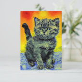 Van Gogh Style Cat Sunset Beach RSVP Karte (Stehend Vorderseite)