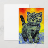 Van Gogh Style Cat Sunset Beach RSVP Karte (Vorne/Hinten)