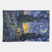 Van Gogh Style Cypress Dusk Midnight Moon Geschirrtuch (Horizontal)