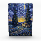 Van Gogh Style Cypress Dusk Midnight Starry Night  Fotoblock (Vorderseite)