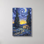 Van Gogh Style Cypress Dusk Starry Night Art  Leinwanddruck (Vorderseite)