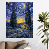 Van Gogh Style Cypress Dusk Starry Night Art  Leinwanddruck