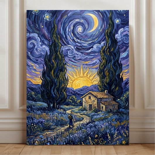 Van Gogh Style Cypress Dusk Starry Night Art  Leinwanddruck