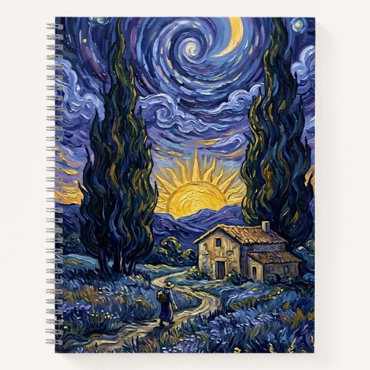 Van Gogh Style Cypress Dusk Starry Night Art  Notizblock (Vorderseite)