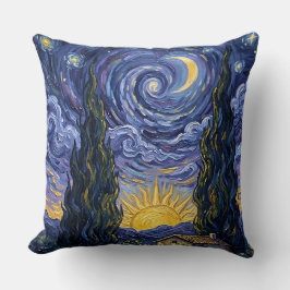 Van Gogh Style Cypress Dusk Starry Night Throw Kissen