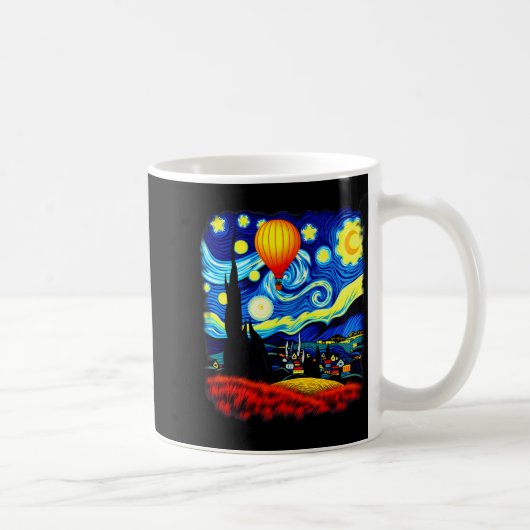 Van Gogh Style Hot Air Balloon Starry Night Kaffeetasse (Rechts)