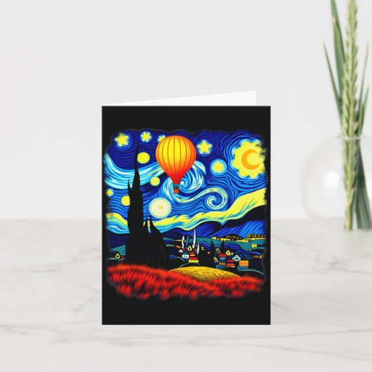 Van Gogh Style Hot Air Balloon Starry Night Karte (Vorderseite)