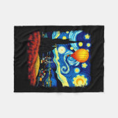 Van Gogh Style Hot Air Balloon Starry Night Long S Fleecedecke (Vorderseite (Horizontal))
