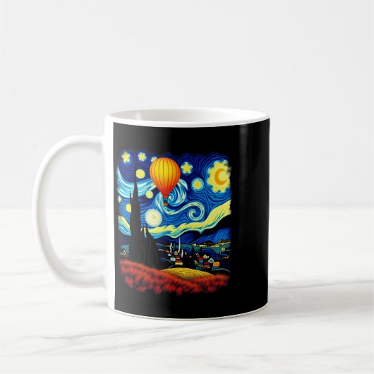 Van Gogh Style Hot Air Balloon Starry Night Long S Kaffeetasse (Links)