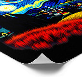 Van Gogh Style Hot Air Balloon Starry Night  Poster (Ecke)