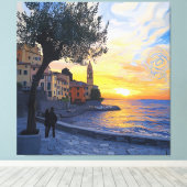 Van Gogh Style Ligurian Sunset – Stretch Canvas Leinwanddruck (Insitu (Holzboden))
