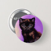 Van Gogh Style Lila Cat Button (Vorne & Hinten)