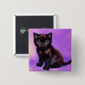 Van Gogh Style Lila Cat Button (Vorne & Hinten)