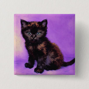 Van Gogh Style Lila Cat Button