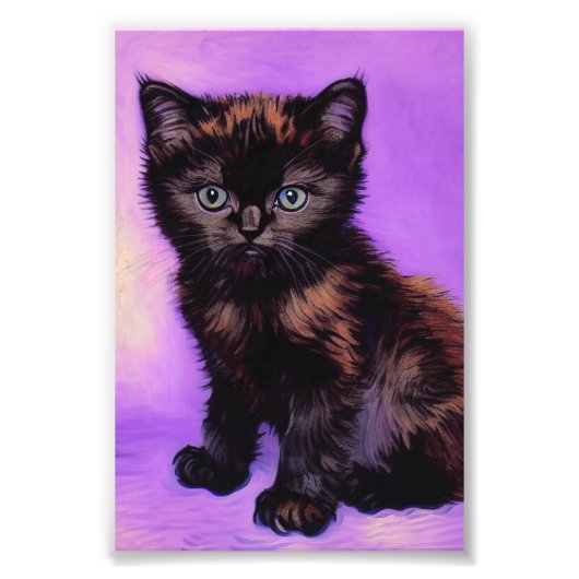 Van Gogh Style Lila Cat Fotodruck (Vorne)