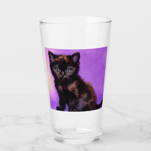 Van Gogh Style Lila Cat Glas