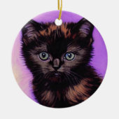 Van Gogh Style Lila Cat Keramik Ornament (Vorne)