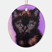 Van Gogh Style Lila Cat Keramik Ornament (Links)