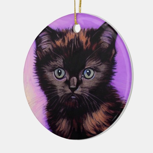 Van Gogh Style Lila Cat Keramik Ornament (Links)